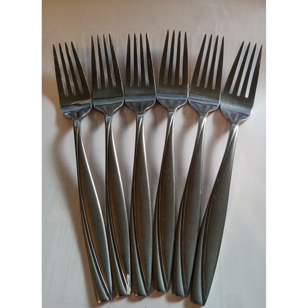Oneida CAMLYNN CLEO Frost Stainless Flatware Set of 6 Dinner Forks 8"
